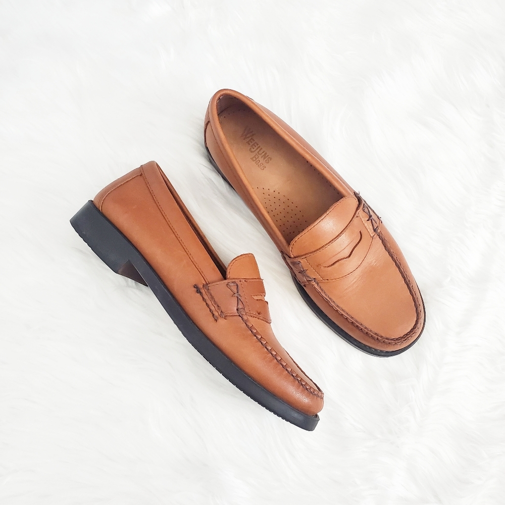 Bass Weejuns Katherine II Brown Leather Low-Heel Loafers Size 8